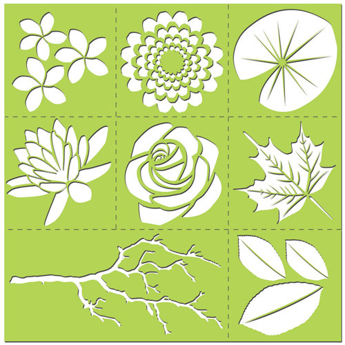Creative Imaginations - Existencil Expressions Collection - 12 x 12 Stencil Kit Sheet - Floral