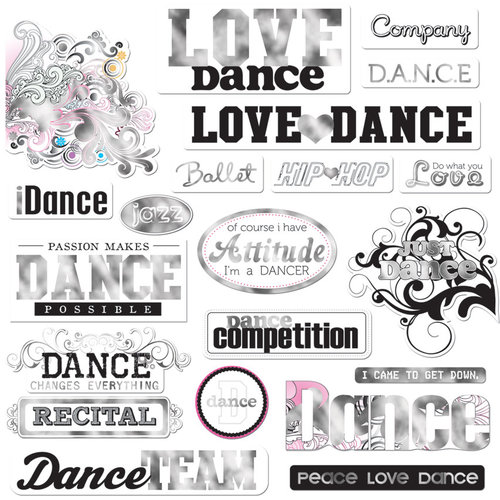 Creative Imaginations - Dance Collection - Die Cut Cardstock Pieces with Foil Accents