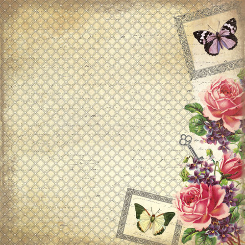 Creative Imaginations - Assemblage Collection - 12 x 12 Paper with Varnish Accents - Vintage Rose
