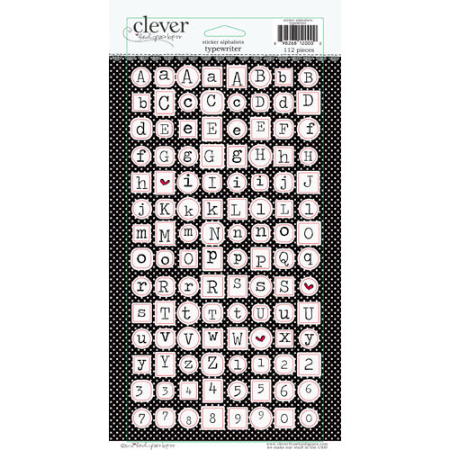 Clever Handmade - Cardstock Stickers - Typewriter - Alphabet - Black