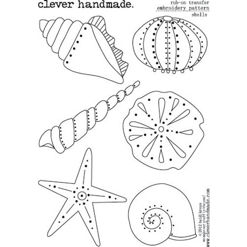 Clever Handmade - Embroidery Patterns - Rub Ons - Shells