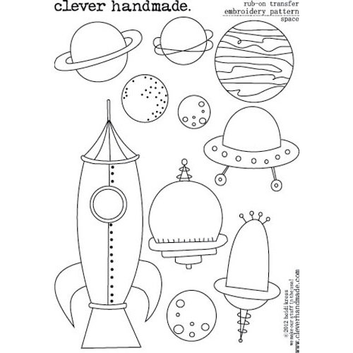 Clever Handmade - Embroidery Patterns - Rub Ons - Space
