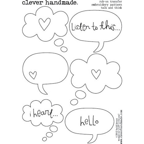 Clever Handmade - Embroidery Patterns - Rub Ons - Talk and Think