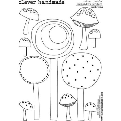 Clever Handmade - Embroidery Patterns - Rub Ons - Mushrooms