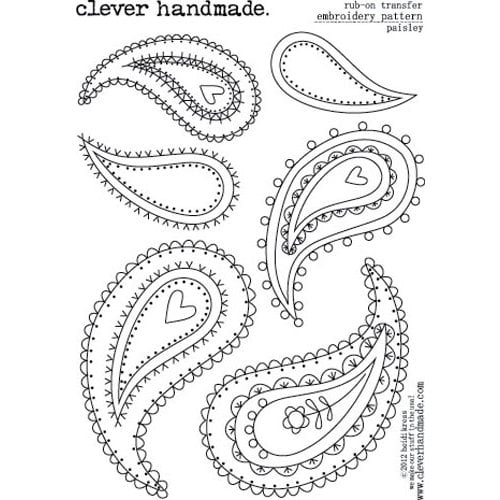 Clever Handmade - Embroidery Patterns - Rub Ons - Paisley
