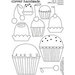 Clever Handmade - Embroidery Patterns - Rub Ons - Cupcakes