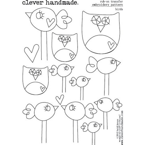 Clever Handmade - Embroidery Patterns - Rub Ons - Birds