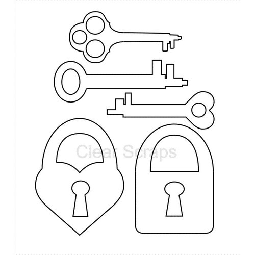 Clear Scraps - Clear Acrylic Shapes - Keys and Locks