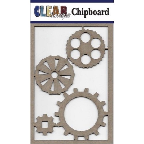 Clear Scraps - Chipboard Embellishments - Cog Gears