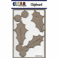 Clear Scraps - Christmas - Chipboard Embellishments - Holly