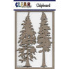Clear Scraps - Christmas - Chipboard Embellishments - Pine Trees