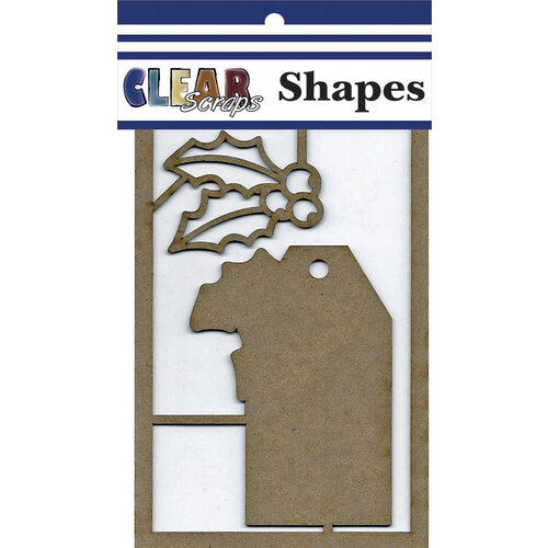 Clear Scraps - Christmas - Chipboard Embellishments - Tag Holly