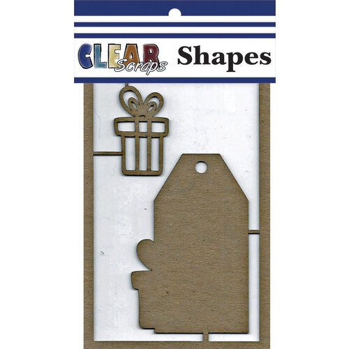 Clear Scraps - Christmas - Chipboard Embellishments - Tag Present