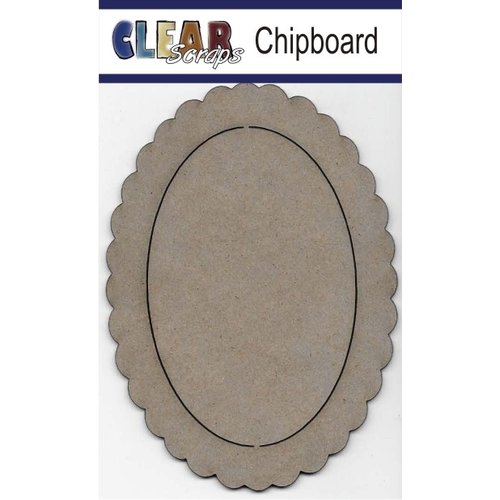 Clear Scraps - Chipboard Frame - Oval Scallop