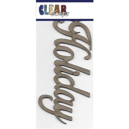 Clear Scraps - Chipboard Embellishments - Word - Script - Holiday