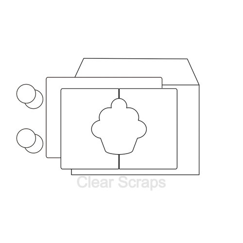 Clear Scraps - Send it Clear - Acrylic Card with Envelope - Cupcake