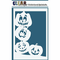 Clear Scraps - Halloween - Mascils - 4 x 6 Masking Stencil - Pumpkin Faces