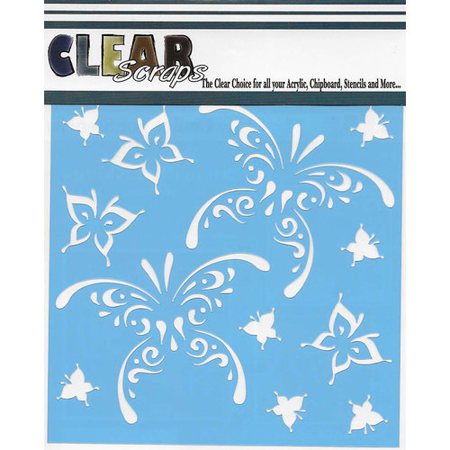 Clear Scraps - Mascils - 6 x 6 Masking Stencil - Butterfly Tear Drops