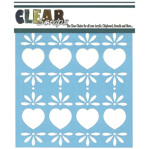 Clear Scraps - Mascils - 12 x 12 Masking Stencil - Folk Hearts