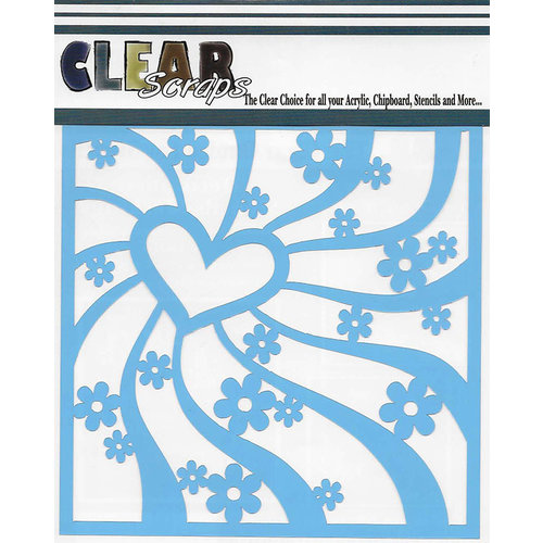 Clear Scraps - Mascils - 6 x 6 Masking Stencil - Groovy Heart