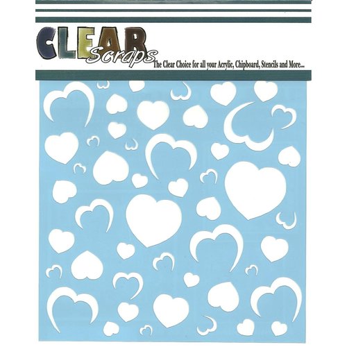 Clear Scraps - Mascils - 12 x 12 Masking Stencil - Heart Wall
