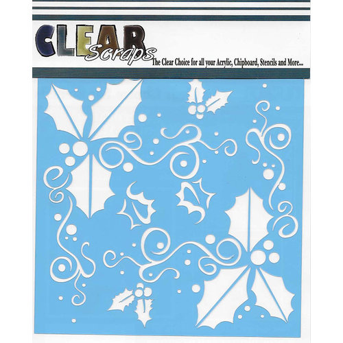 Clear Scraps - Christmas - Mascils - 12 x 12 Masking Stencil - Holly Fun