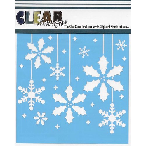 Clear Scraps - Mascils - Christmas - 12 x 12 Masking Stencil - Holly X-mas Bulbs
