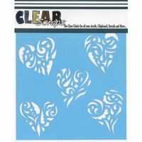 Clear Scraps - Mascils - 12 x 12 Masking Stencil - Heart Clusters