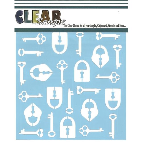 Clear Scraps - Mascils - 12 x 12 Masking Stencil - Keys n Lock