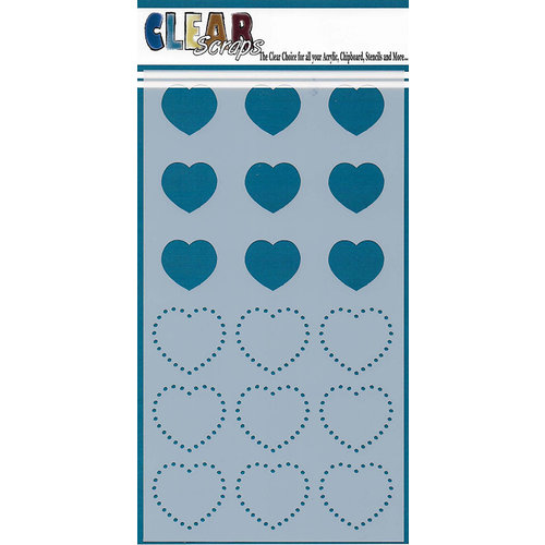Clear Scraps - Mascils - 5 x 9 Layering Masking Stencil - Hearts with Dots