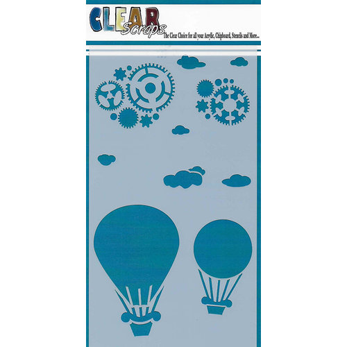 Clear Scraps - Mascils - 5 x 9 Layering Masking Stencil - Steampunk Balloons
