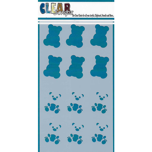 Clear Scraps - Mascils - 5 x 9 Layering Masking Stencil - Teddy Bears