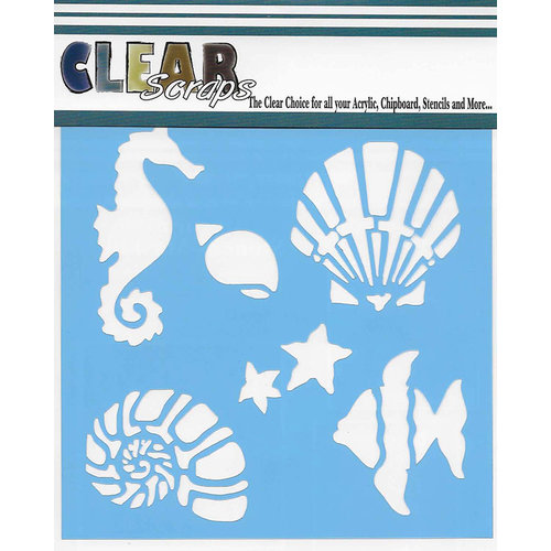 Clear Scraps - Mascils - 12 x 12 Masking Stencil - Ocean Friends