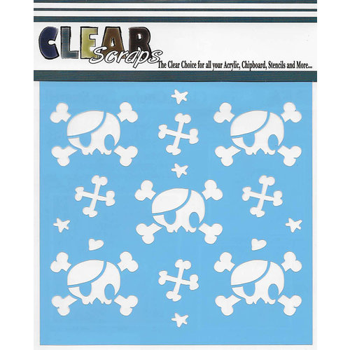 Clear Scraps - Mascils - 12 x 12 Masking Stencil - Pirate Skulls