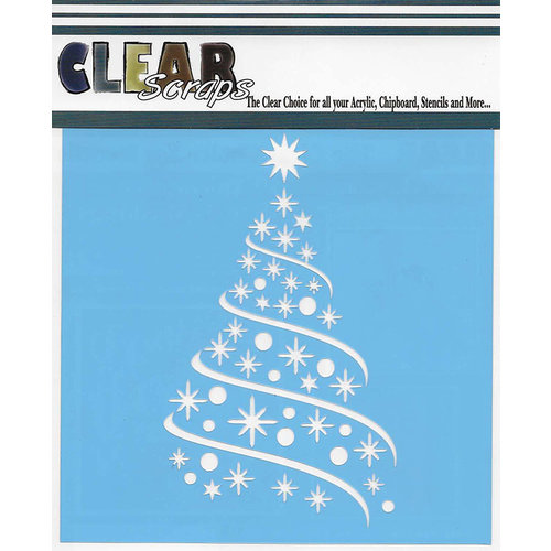 Clear Scraps - Christmas - Mascils - 12 x 12 Masking Stencil - Ribbon X-mas Tree