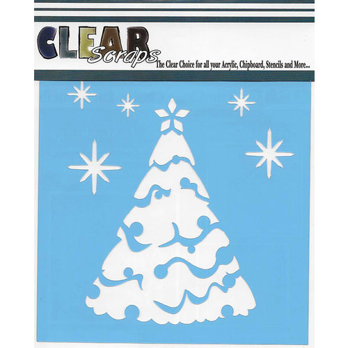 Clear Scraps - Christmas - Mascils - 12 x 12 Masking Stencil - Snow X-mas Tree