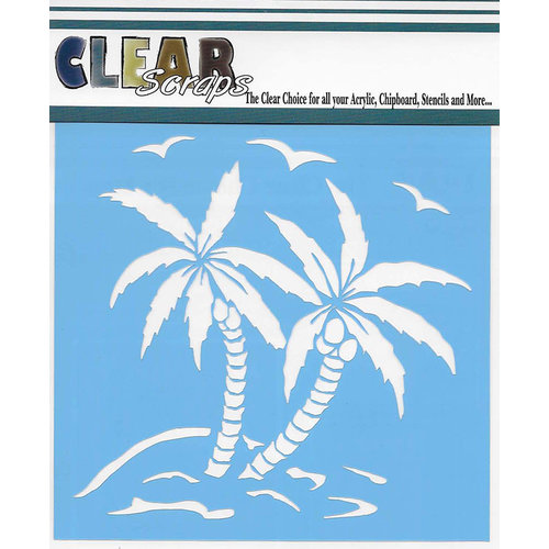 Clear Scraps - Mascils - 12 x 12 Masking Stencil - Summer Palm Trees