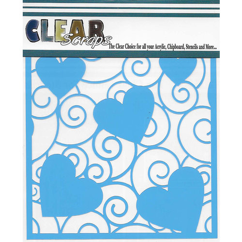 Clear Scraps - Mascils - 12 x 12 Masking Stencil - Swirl Hearts