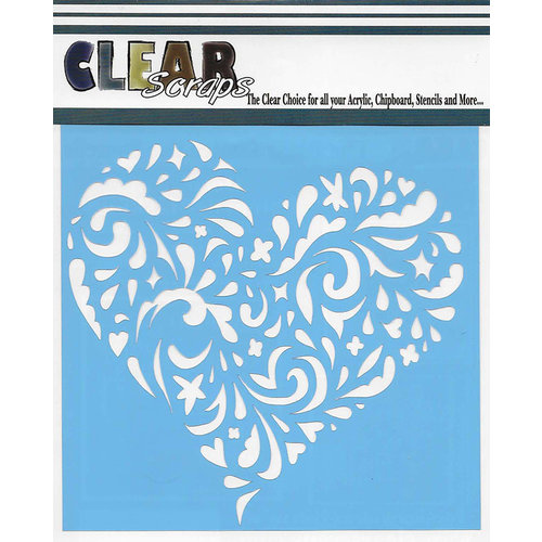 Clear Scraps - Mascils - 12 x 12 Masking Stencil - Swirl Heart