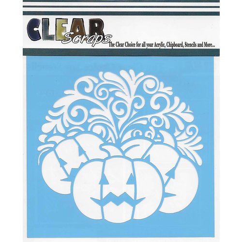 Clear Scraps - Mascils - 12 x 12 Masking Stencil - Swirl Pumpkin