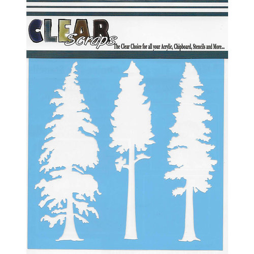 Clear Scraps - Christmas - Mascils - 12 x 12 Masking Stencil - Tree Pines
