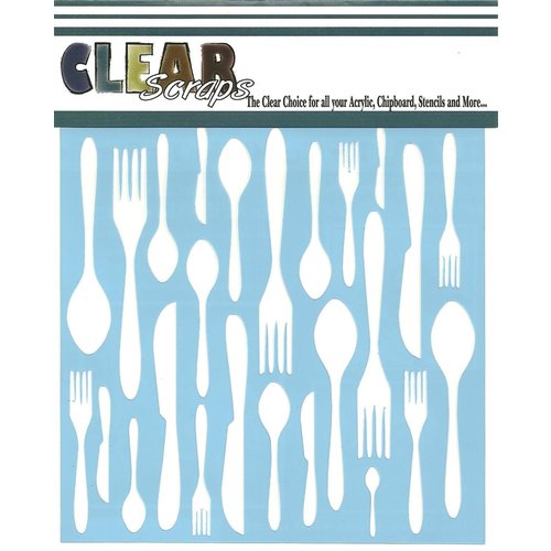 Clear Scraps - Mascils - 12 x 12 Masking Stencil - Kitchen Utensils