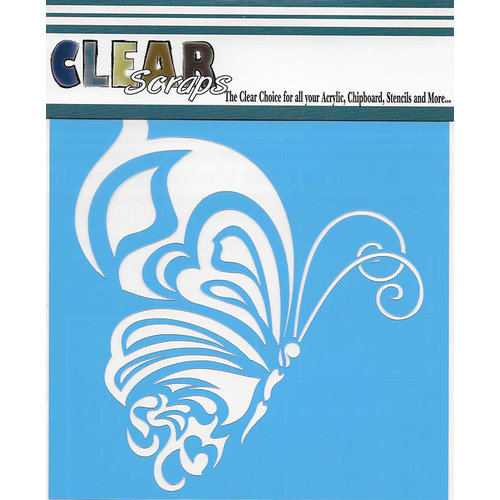 Clear Scraps - Mascils - 6 x 6 Masking Stencil - Whimsical Butterfly