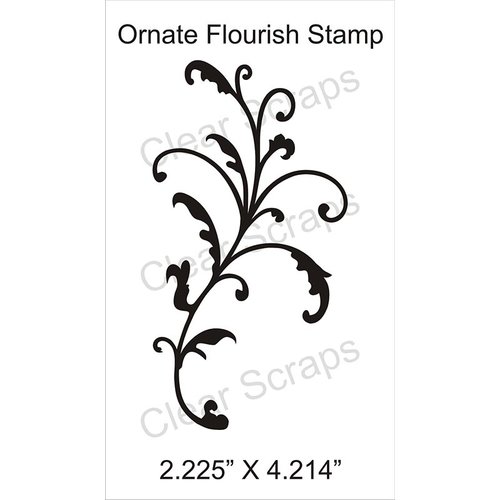 Clear Scraps - Cling Mounted Rubber Stamp - Ornate Flourish