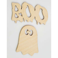 Clear Scraps - 3D Frameables Collection - Halloween - Birch Wood Laser Cut - Boo Word and Ghost