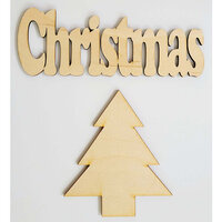Clear Scraps - 3D Frameables Collection - Birch Wood Laser Cut - Christmas Word and Christmas Tree