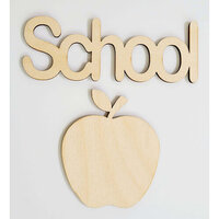 Clear Scraps - 3D Frameables Collection - Birch Wood Laser Cut - School Word and Apple
