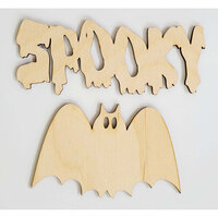 Clear Scraps - 3D Frameables Collection - Halloween - Birch Wood Laser Cut - Spooky Word and Bat