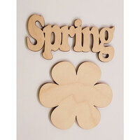 Clear Scraps - 3D Frameables Collection - Birch Wood Laser Cut - Spring Word and Flower