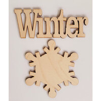 Clear Scraps - 3D Frameables Collection - Birch Wood Laser Cut - Winter Word and Snowflake